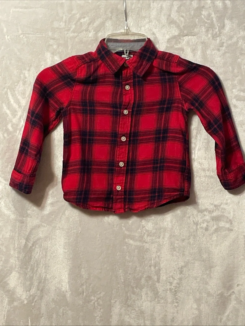 OshKosh B'gosh Red & Black Plaid Cotton Button-Down Shirt